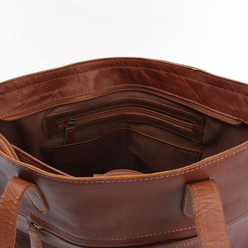 Leconi Schultertasche Damentasche DIN A4 Leder braun LE0071 Blitzangebot