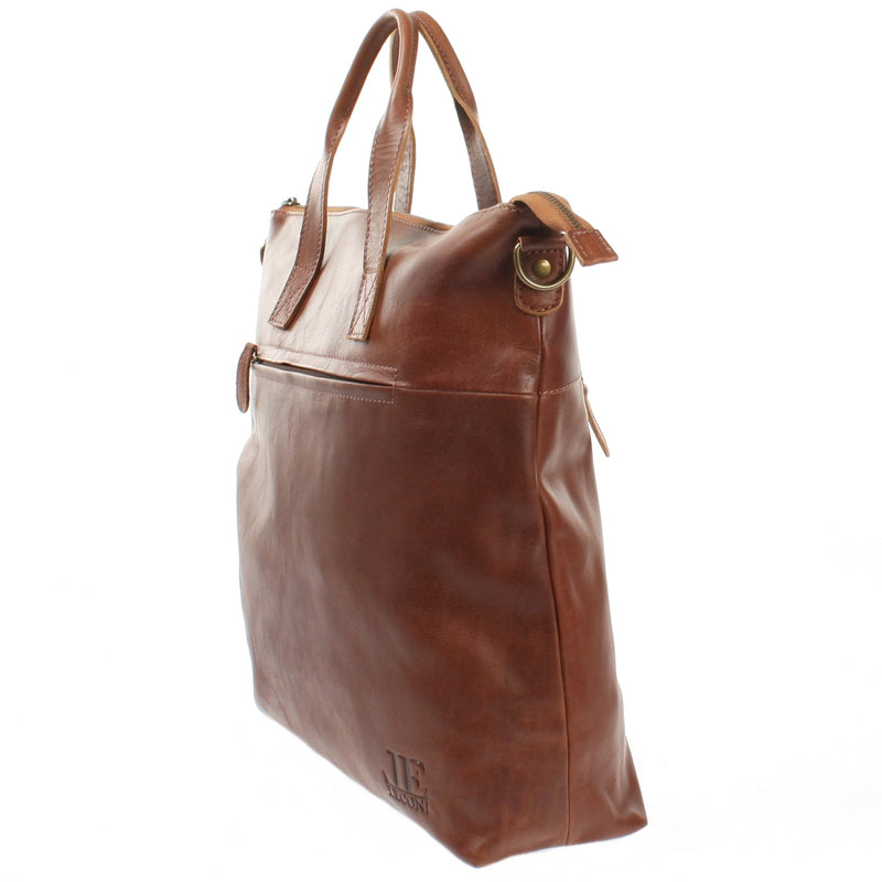Leconi großer Shopper Henkeltasche Damentasche Leder braun LE0069 Bestseller