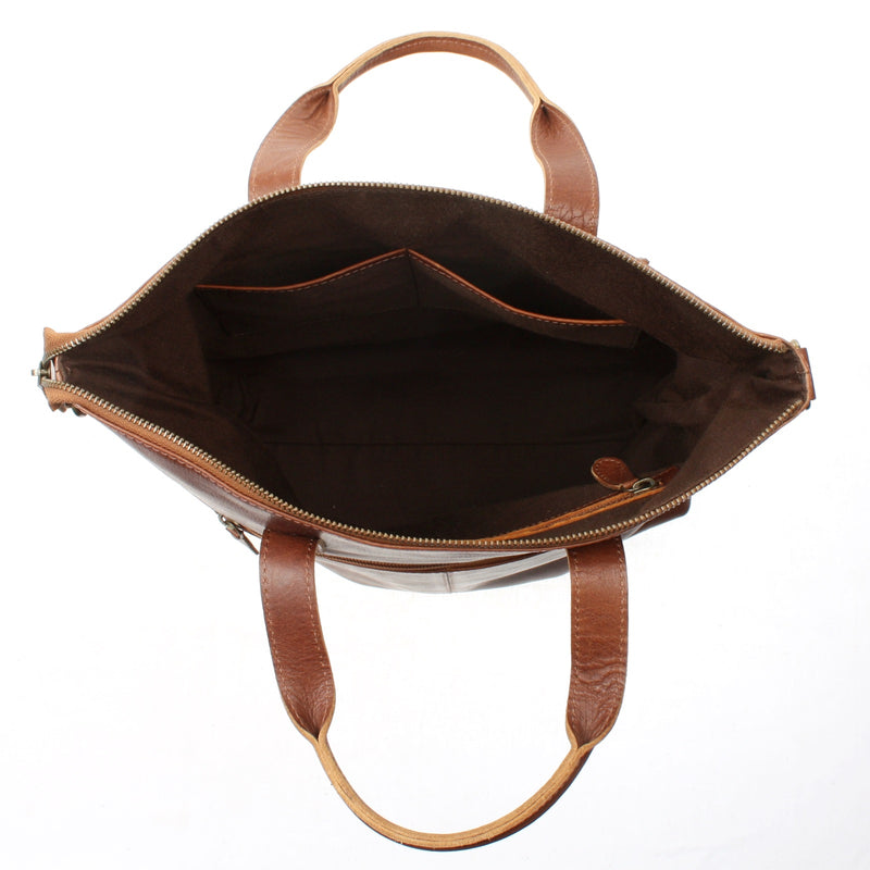 Leconi großer Shopper Henkeltasche Damentasche Leder braun LE0069 Bestseller