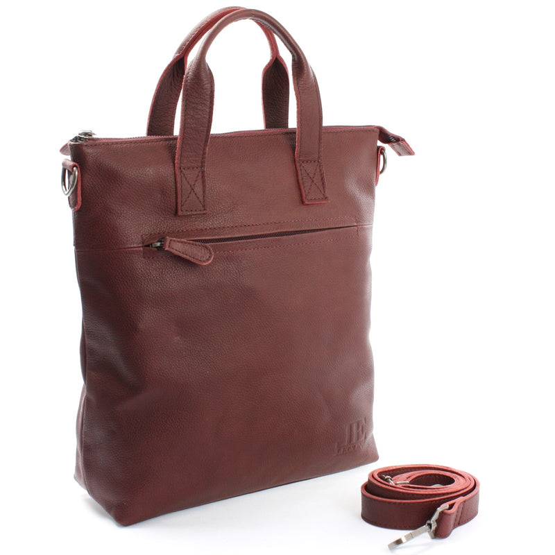 Leconi Henkeltasche Umhängetasche Damentasche Leder bordeaux LE0068 Kauf eins, bekomm eins gratis