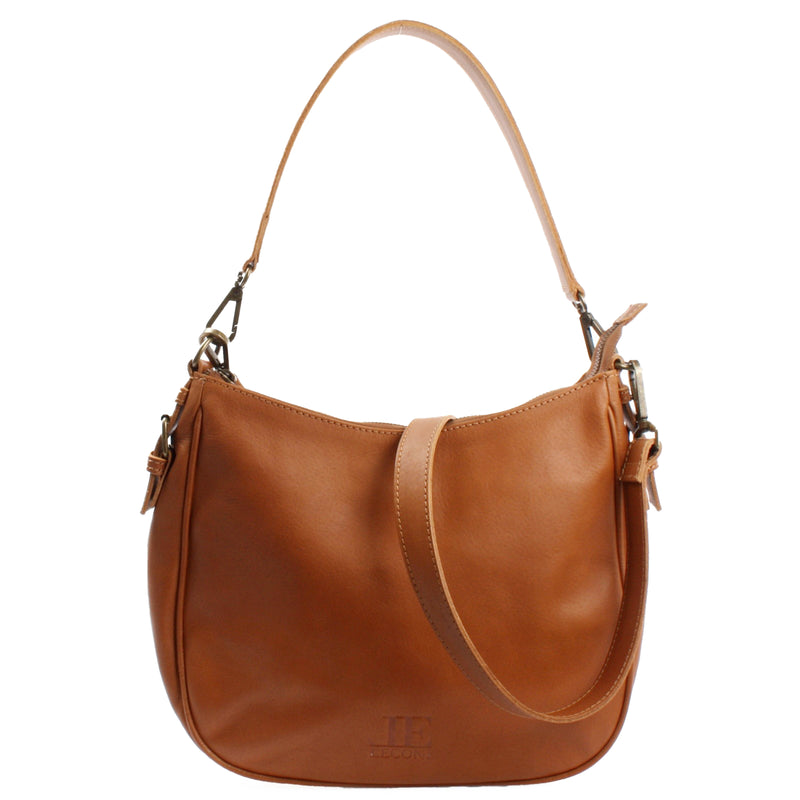 Leconi Schultertasche Ledertasche Handtasche Leder cognac LE0063