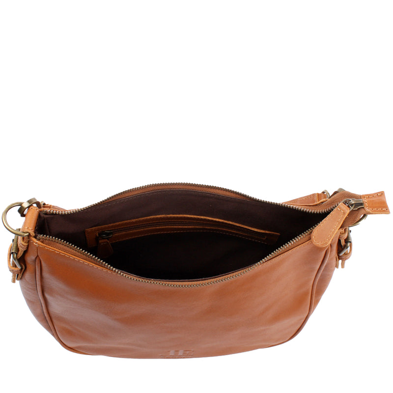 Leconi Schultertasche Ledertasche Handtasche Leder cognac LE0063 Tägliche Deals