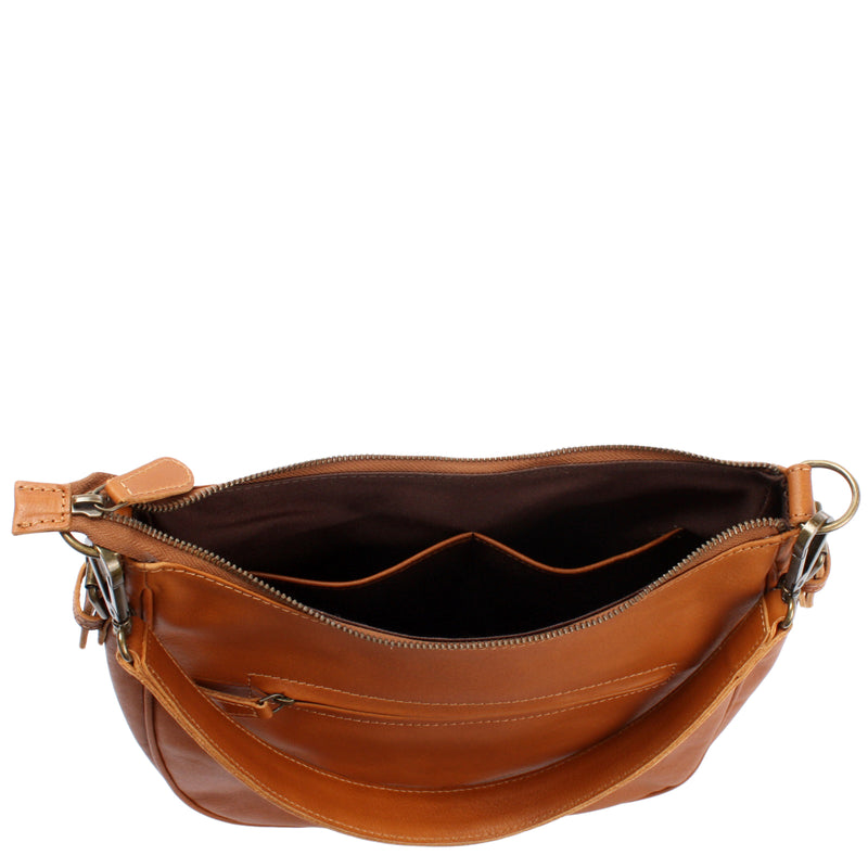 Leconi Schultertasche Ledertasche Handtasche Leder cognac LE0063 Tägliche Deals