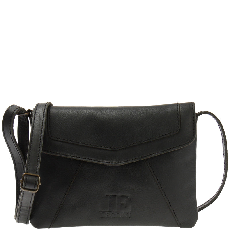 Leconi kleine Umhängetasche Ledertasche Damentasche Schultertasche Leder schwarz LE3078 Sonderangebote