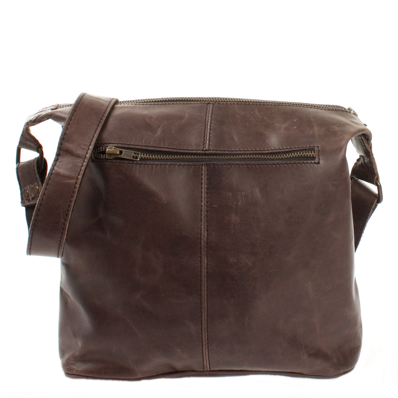 Leconi Umhängetasche Schultertasche Damentasche Ledertasche Leder dunkel-taupe LE3076 Super Sparpreis