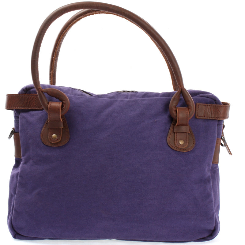 Leconi Schultertasche Henkeltasche Damentasche Handtasche Leder Canvas lila LE0050 Wochenangebot