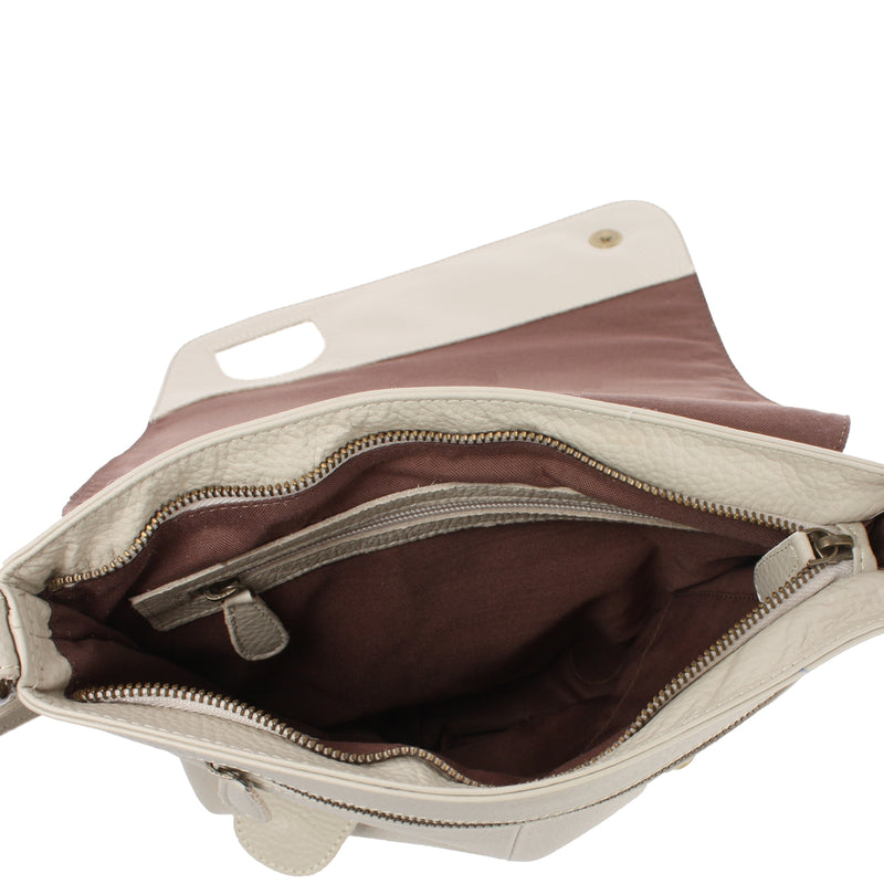 Leconi Umhängetasche Ledertasche Damen Schultertasche Leder beige LE3073 Kostenlose Rückgabe