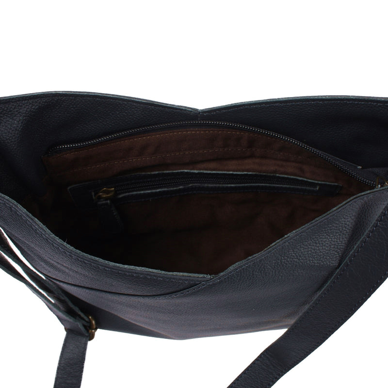 Leconi Damentasche Umhängetasche Handtasche Leder navy LE0065 Neueste Stile