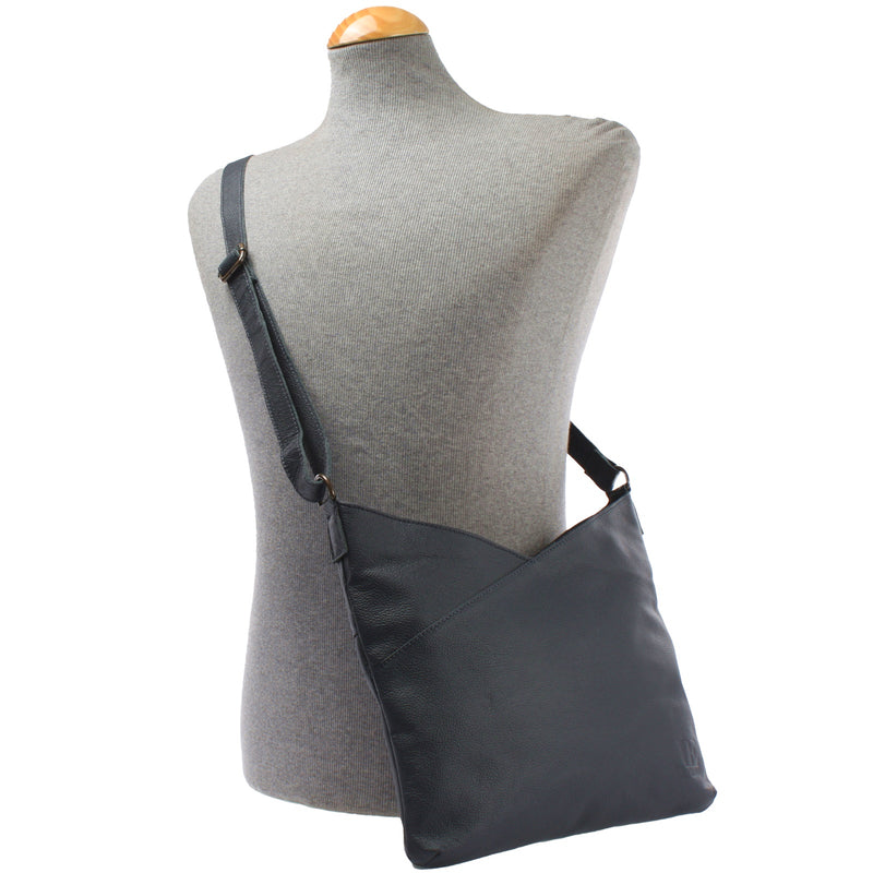 Leconi Damentasche Umhängetasche Handtasche Leder navy LE0065 Neueste Stile