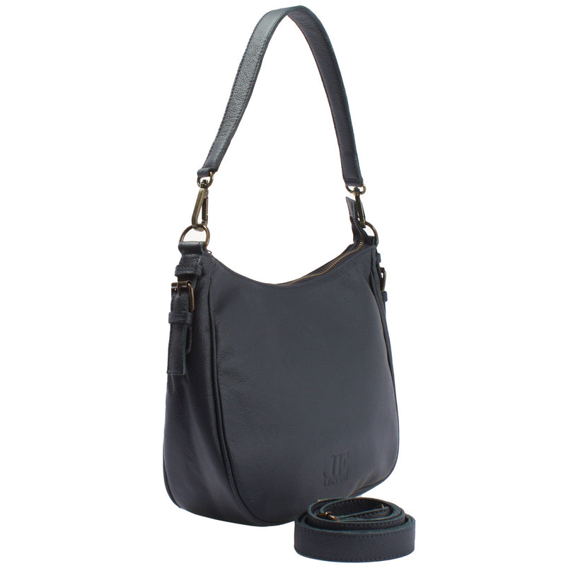 Leconi Schultertasche Ledertasche Damentasche Leder navy LE0063 Letzte 2 Tage