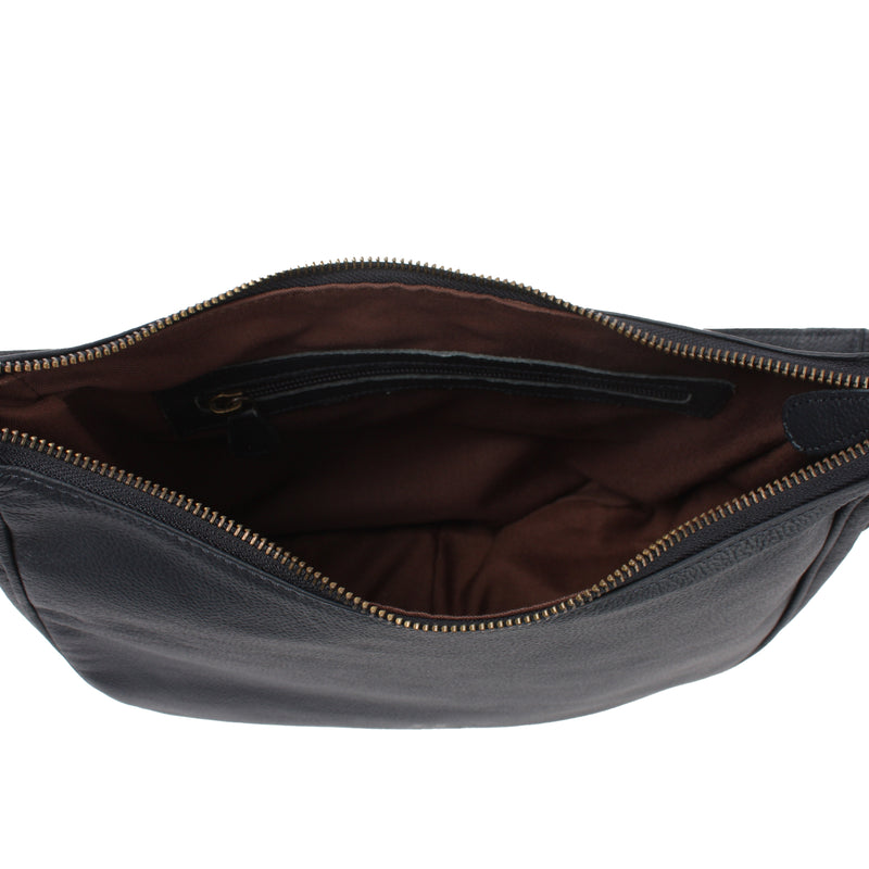 Leconi Schultertasche Ledertasche Damentasche Leder navy LE0063 Letzte 2 Tage