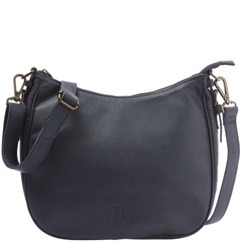 Leconi Schultertasche Ledertasche Damentasche Leder navy LE0063 Letzte 2 Tage