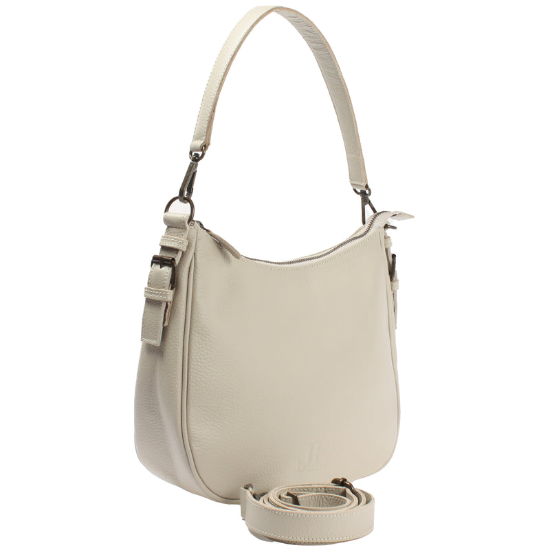 Leconi Schultertasche Ledertasche Damentasche Leder beige LE0063 Letzter Tag