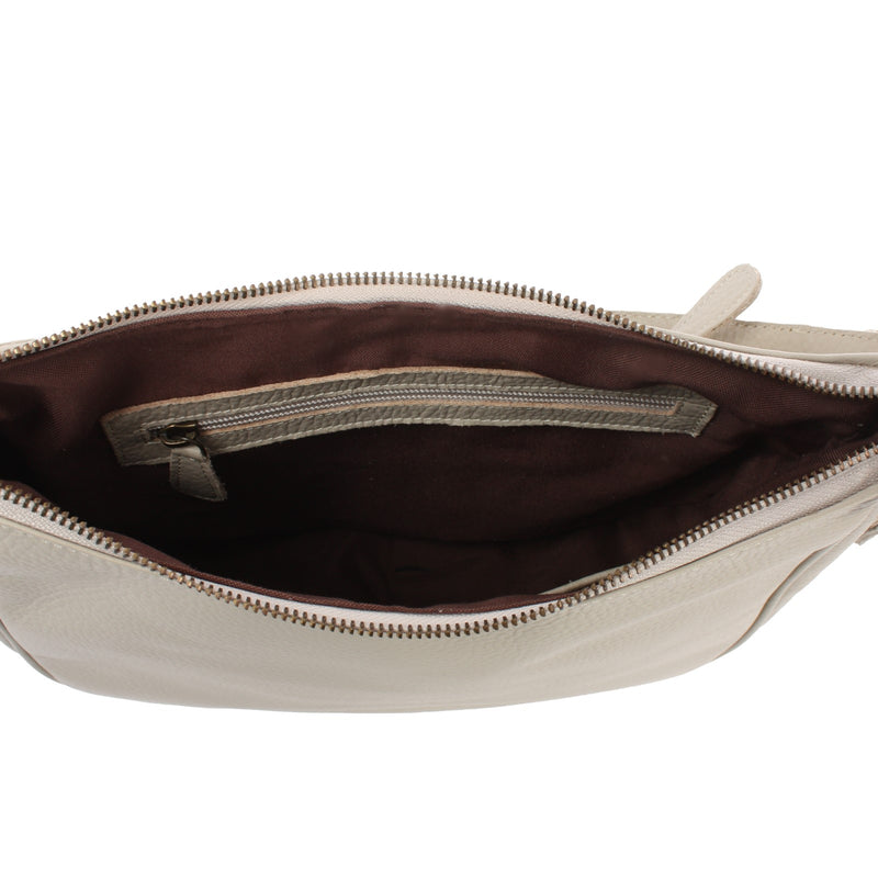 Leconi Schultertasche Ledertasche Damentasche Leder beige LE0063 Letzter Tag
