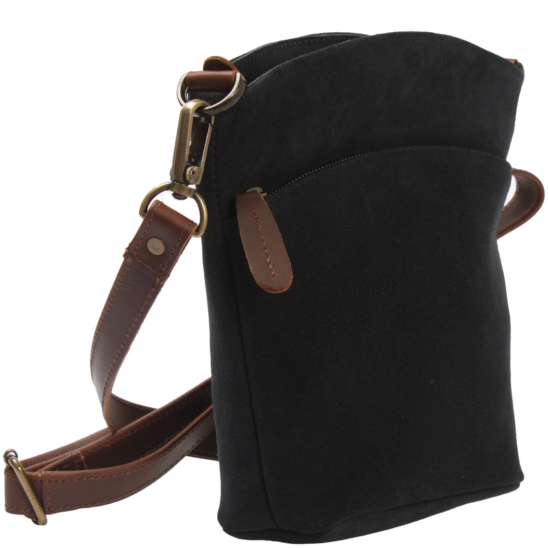 Leconi kleine Umhängetasche Schultertasche Freizeittasche Wildleder anthrazit LE3049 Zeitbegrenzte Promotion