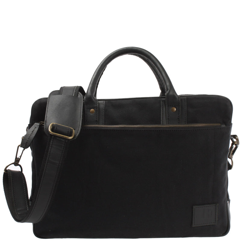Leconi Aktentasche Handgepäck Trolleytasche Canvas Leder schwarz LE3066 Bis zu 60% Rabatt