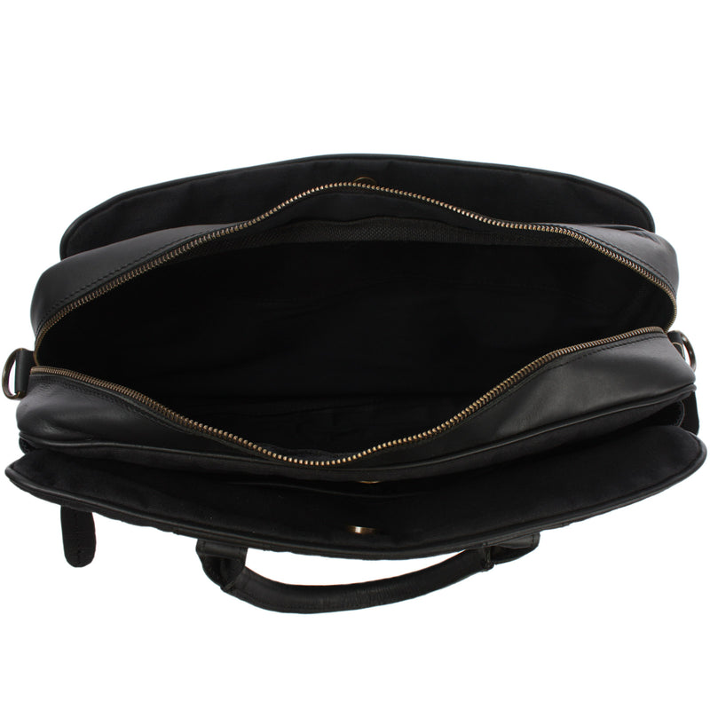 Leconi Aktentasche Handgepäck Trolleytasche Canvas Leder schwarz LE3066 Bis zu 60% Rabatt