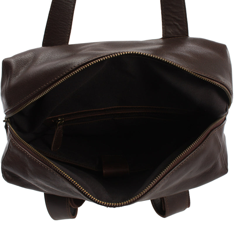 Leconi großer Rucksack Lederrucksack Freizeitrucksack Damen Herren Leder dunkelbraun LE1020 Bis zu 65% Rabatt