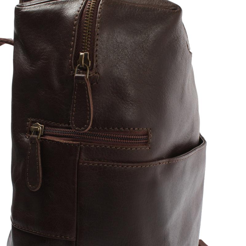 Leconi großer Rucksack Lederrucksack Freizeitrucksack Damen Herren Leder dunkelbraun LE1020 Bis zu 65% Rabatt