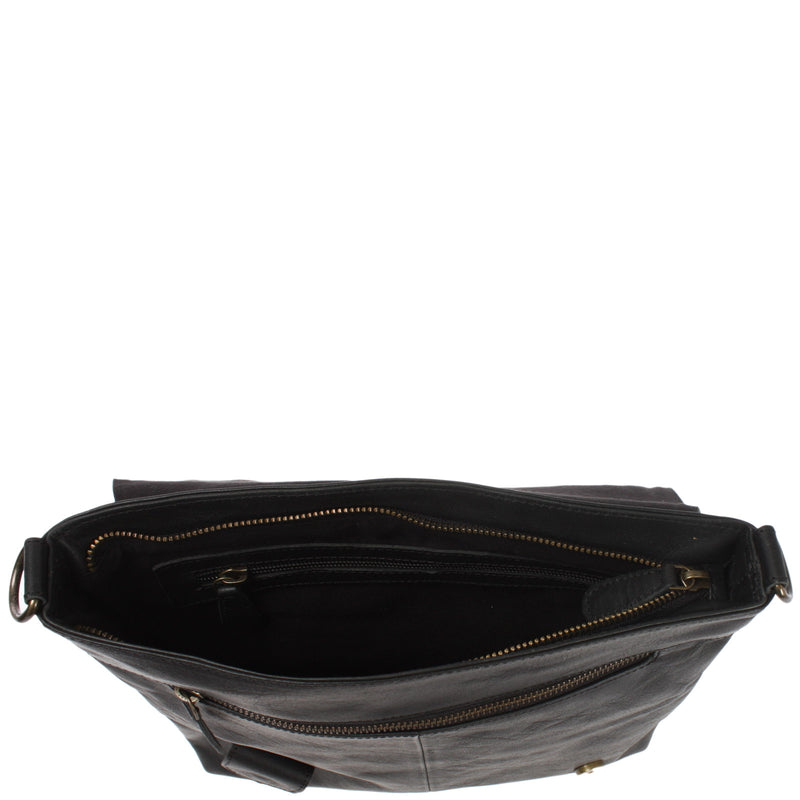 Leconi Umhängetasche Ledertasche Damen Schultertasche Leder schwarz LE3073 Nur für heute