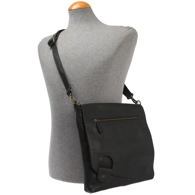 Leconi Umhängetasche Ledertasche Damen Schultertasche Leder schwarz LE3073 Nur für heute