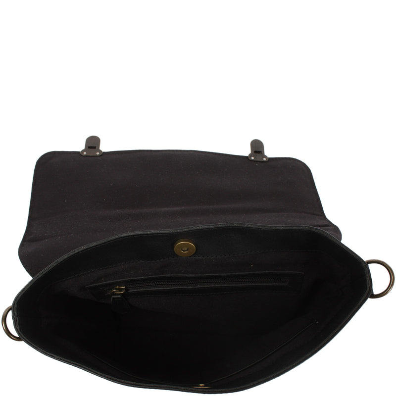 Leconi kleine Umhängetasche Schultertasche Damen und Herren Leder schwarz LE3079 Sonderangebot der Fabrik