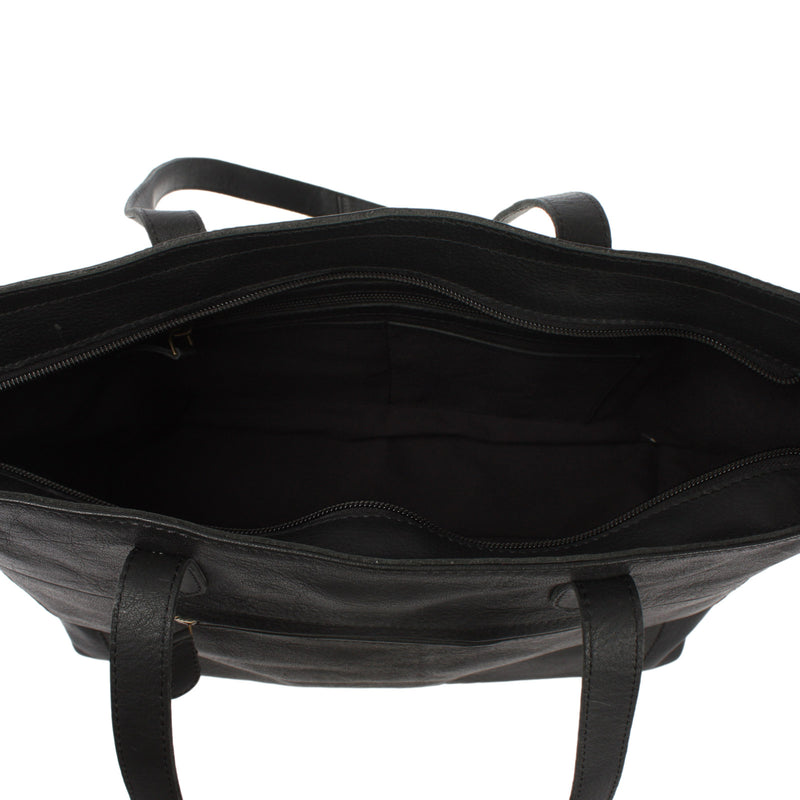 Leconi Schultertasche Damentasche DIN A4 Leder schwarz LE0071 Bis zu 55% Rabatt