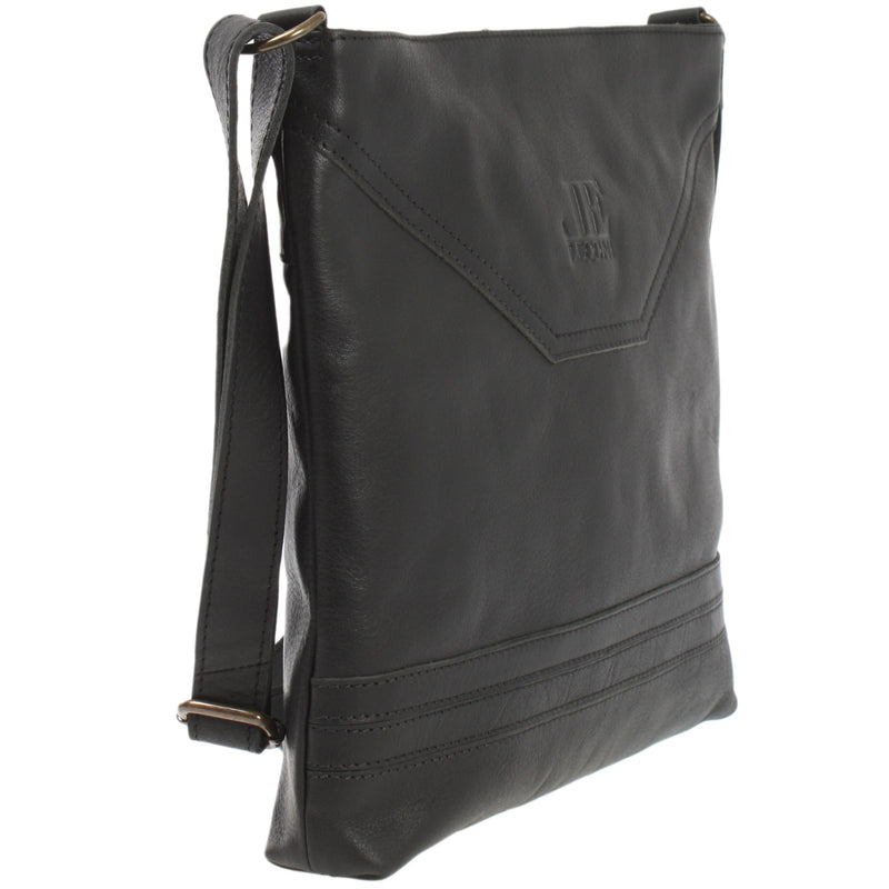 Leconi Umhängetasche Ledertasche Damen Schultertasche Leder schwarz LE0066 Super Rabatt