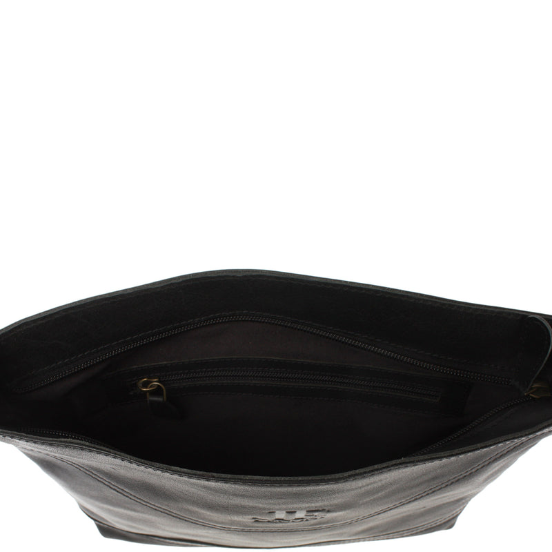 Leconi Umhängetasche Ledertasche Damen Schultertasche Leder schwarz LE0066 Super Rabatt