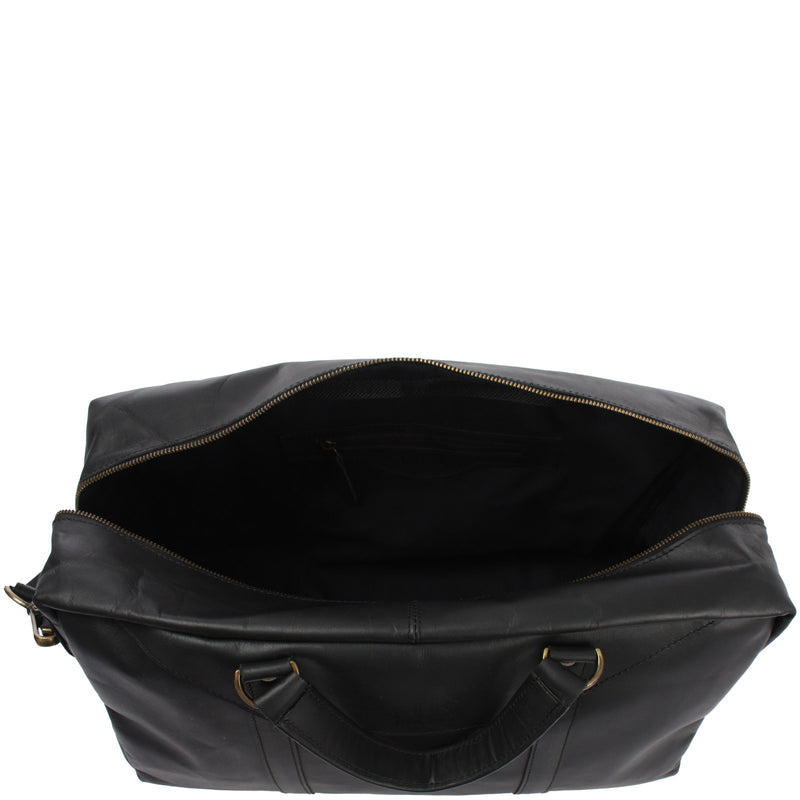 Leconi kleine Reisetasche Weekender Handgepäck Leder schwarz LE2009 50% Rabatt mit kostenlosem Versand