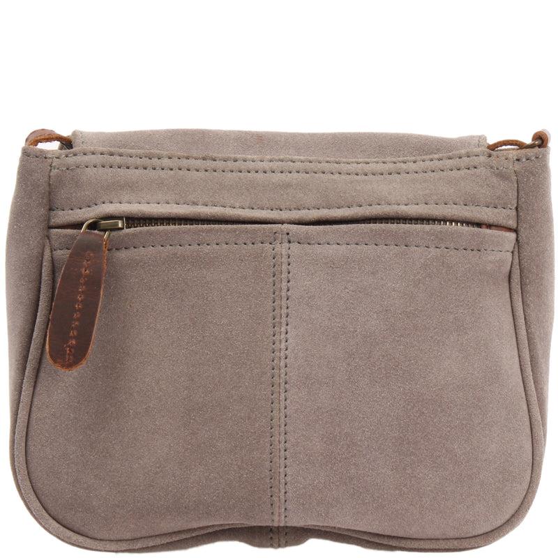 Leconi kleine Umhängetasche Ledertasche Damentasche Schultertasche Veloursleder grau LE3047 Kostenloser Versand international