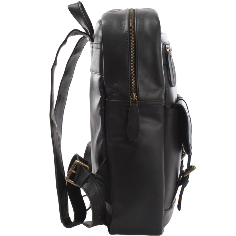 Leconi Lederrucksack Freizeitrucksack Wanderrucksack Leder schwarz LE1018 Begrenzt auf 3 Tage
