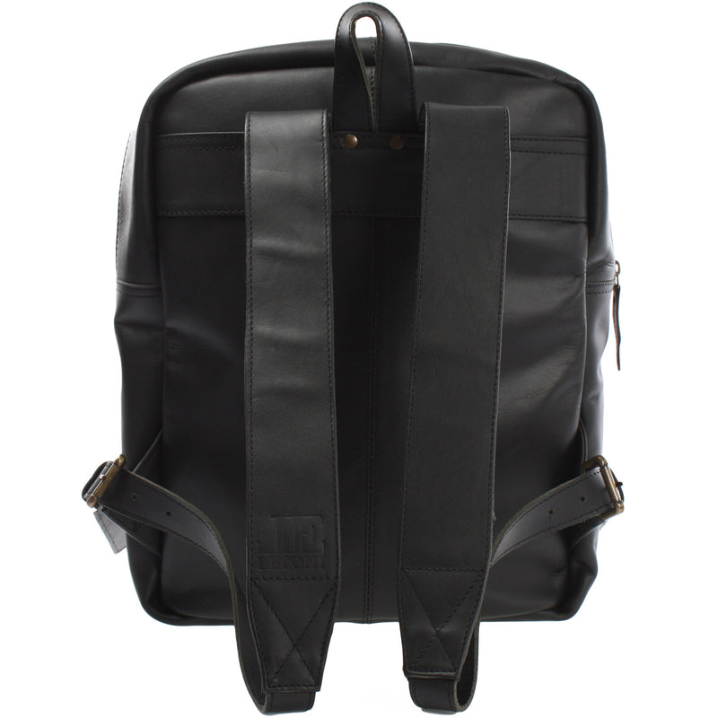 Leconi Lederrucksack Freizeitrucksack Wanderrucksack Leder schwarz LE1018 Begrenzt auf 3 Tage
