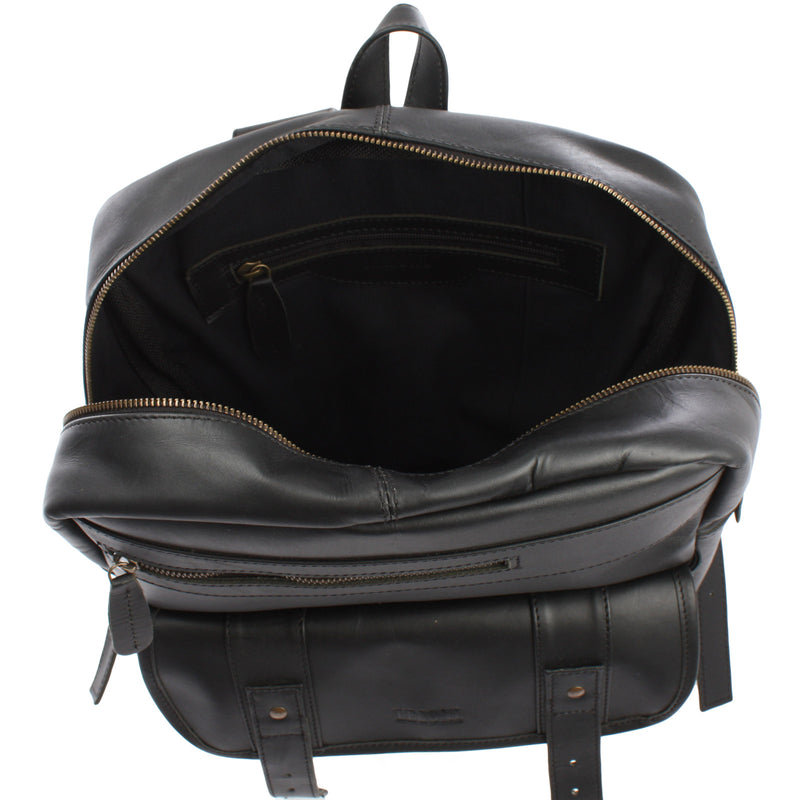 Leconi Lederrucksack Freizeitrucksack Wanderrucksack Leder schwarz LE1018 Begrenzt auf 3 Tage