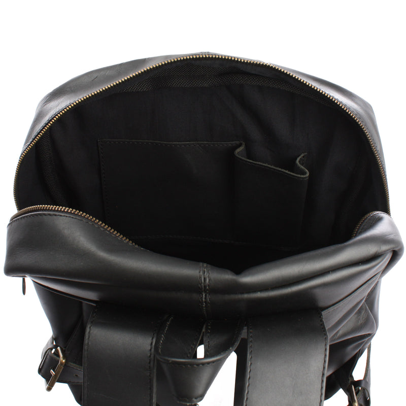 Leconi Lederrucksack Freizeitrucksack Wanderrucksack Leder schwarz LE1018 Begrenzt auf 3 Tage