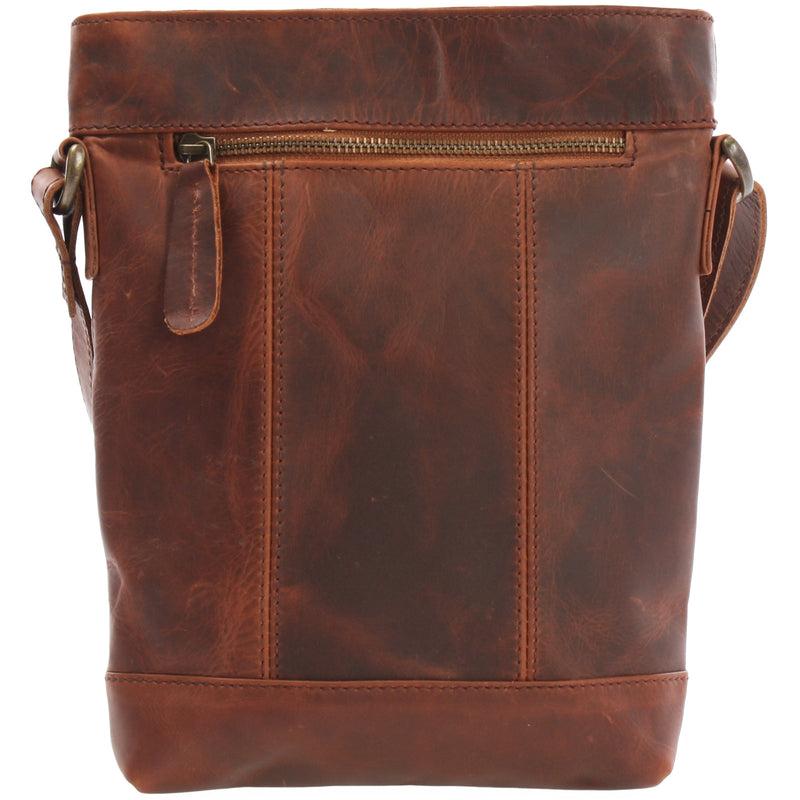 Leconi kleine Umhängetasche Schultertasche Freizeittasche Leder braun LE3086 Speichern exportieren