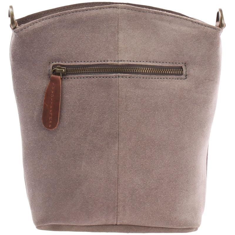 Leconi kleine Umhängetasche Schultertasche Freizeittasche Wildleder grau LE3049 Black Friday Preise