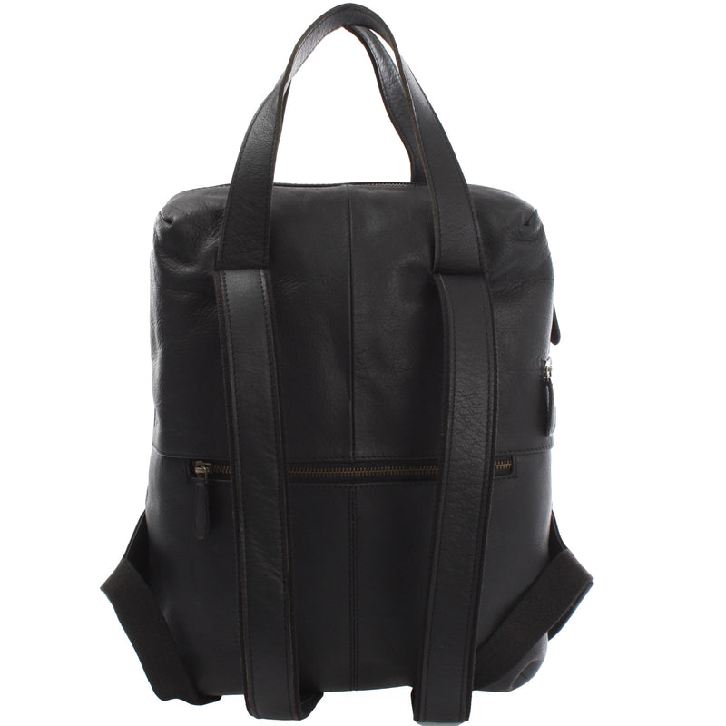 Leconi Stadtrucksack Lederrucksack Leder schwarz LE1023 Im Verkauf