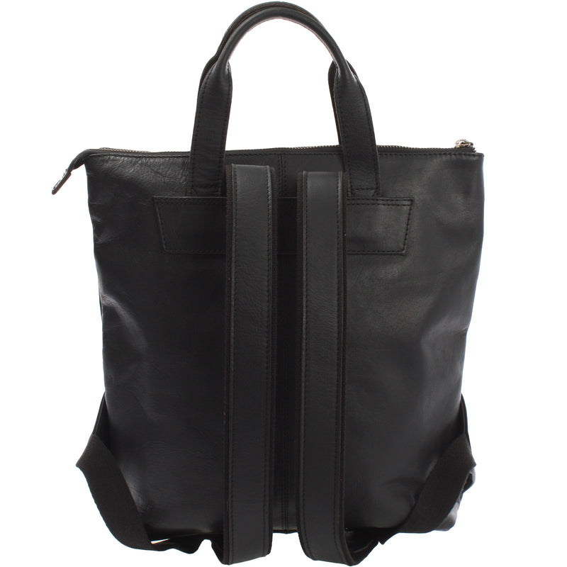 Leconi Rucksack Lederrucksack Freizeitrucksack Damen Herren Leder schwarz LE1031 zollfrei