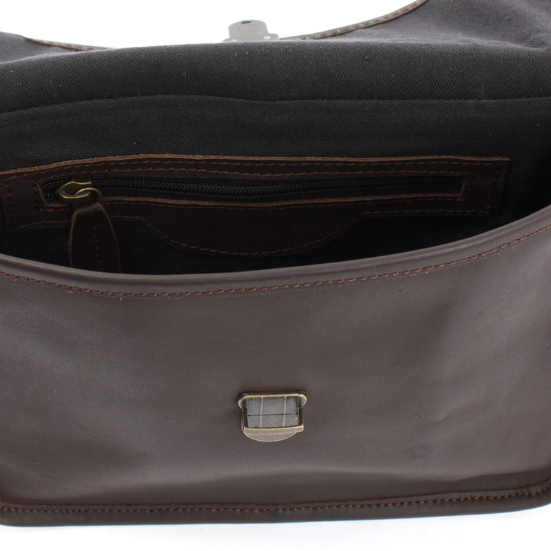 Leconi kleine Umhängetasche Ledertasche Leder dunkelbraun LE3041 Rabatte dieses Monats