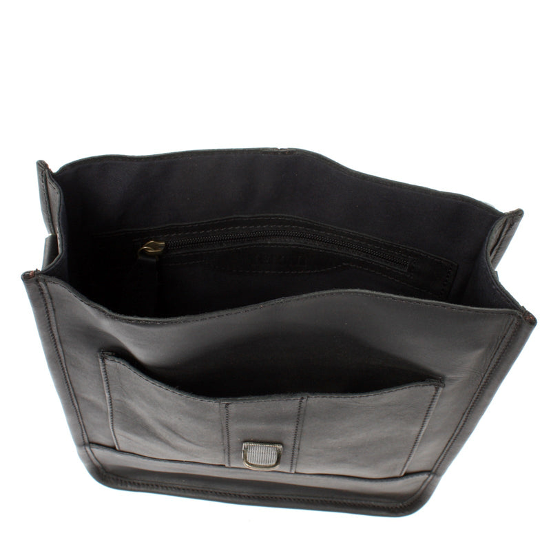 Leconi B-Ware Umhängetasche Freizeittasche Herren Damen Hochformat Leder schwarz LE3052 Verkauf