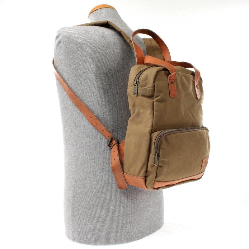 Leconi B-Ware Canvasrucksack kleiner Freizeitrucksack Damen Herren Canvas oliv LE1028 Angebote