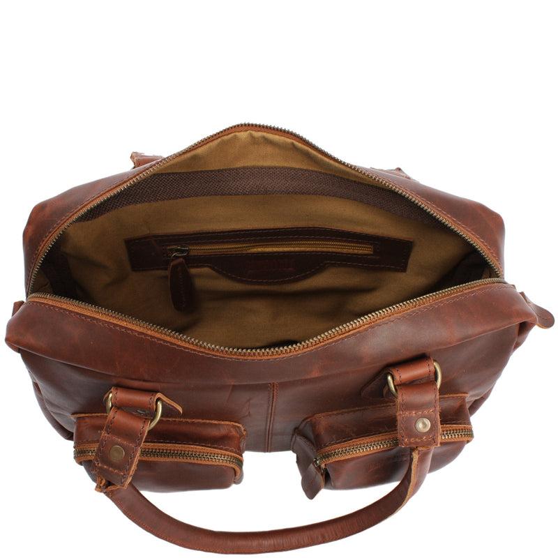 Leconi B-Ware Schultertasche Handtasche Henkeltasche Damen Leder braun LE0046 Schlussverkauf