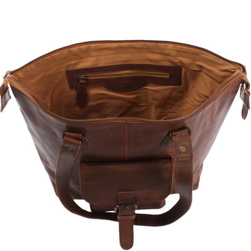 Leconi B-Ware Schultertasche Damentasche Handtasche Leder braun LE0052 Fabrikverkauf