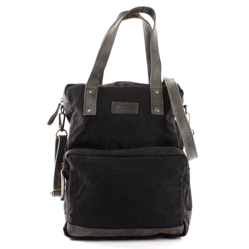 Leconi Rucksack Umhängetasche Damen Herren Leder Canvas schwarz LE1014 Limitierter Zeitrabatt