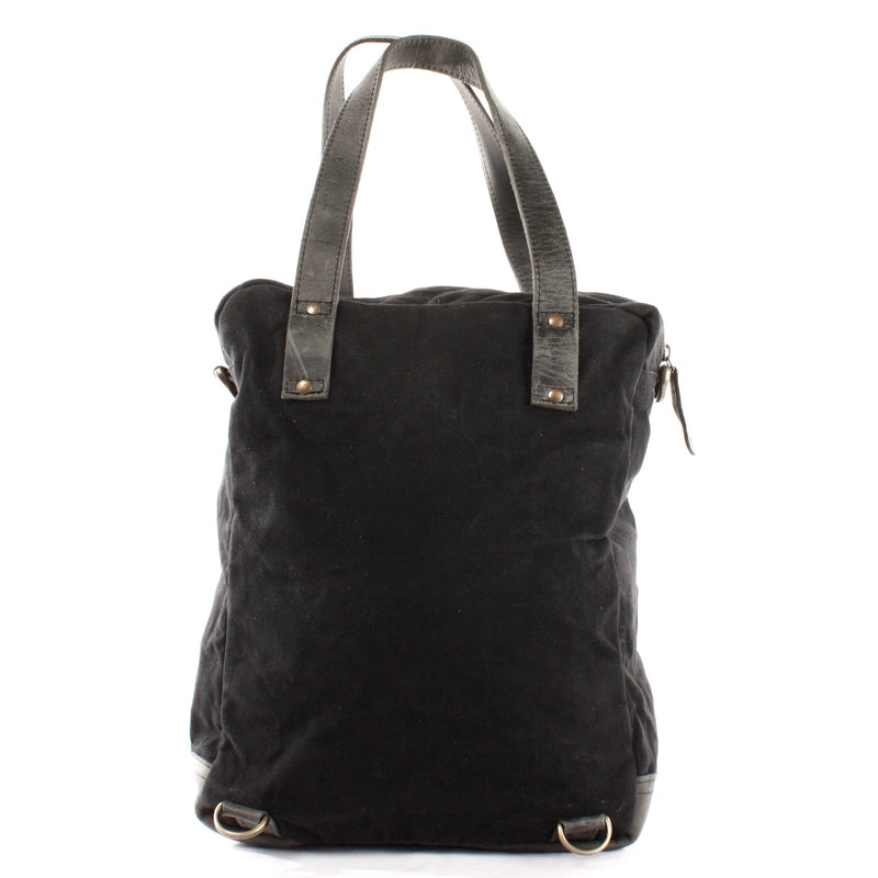 Leconi Rucksack Umhängetasche Damen Herren Leder Canvas schwarz LE1014 Limitierter Zeitrabatt