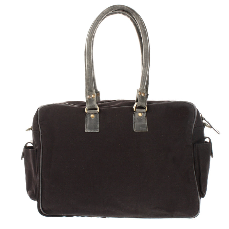 Leconi Aktentasche Arbeitstasche Damen Herren Canvas Leder schwarz LE3038 Fabrikpreis