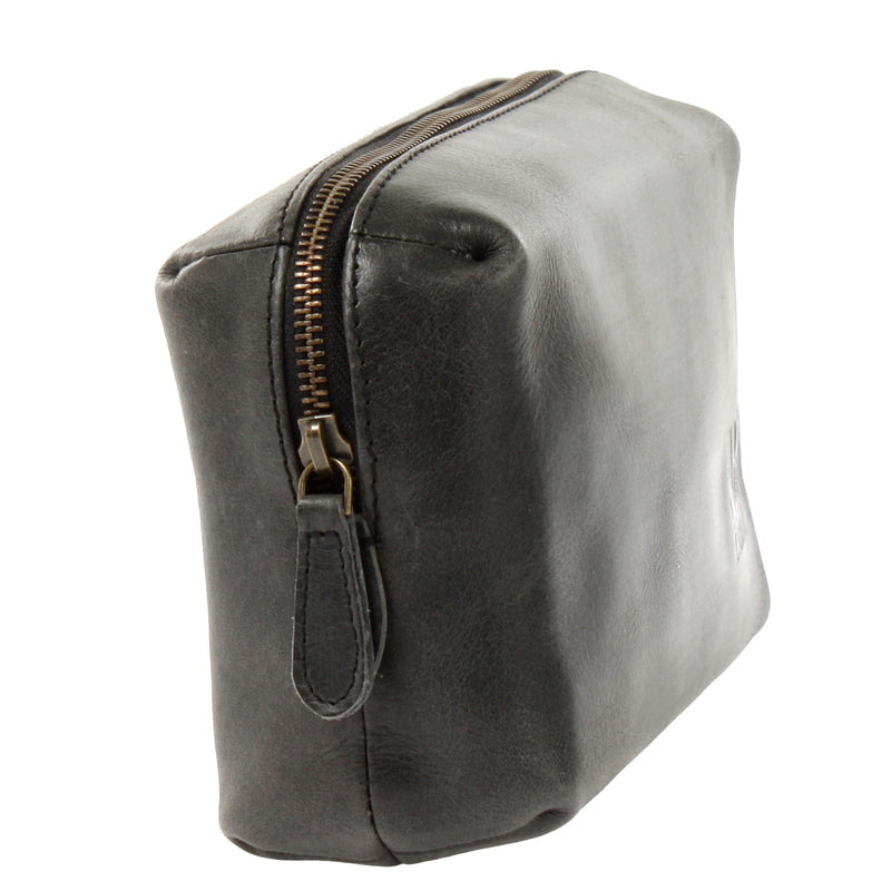 Leconi Utensilientasche Kosmetiktasche Stiftemappe Leder dunkelgrau LE9018 Rabatt