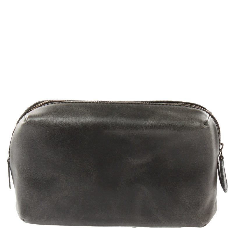 Leconi Utensilientasche Kosmetiktasche Stiftemappe Leder dunkelgrau LE9018 Rabatt