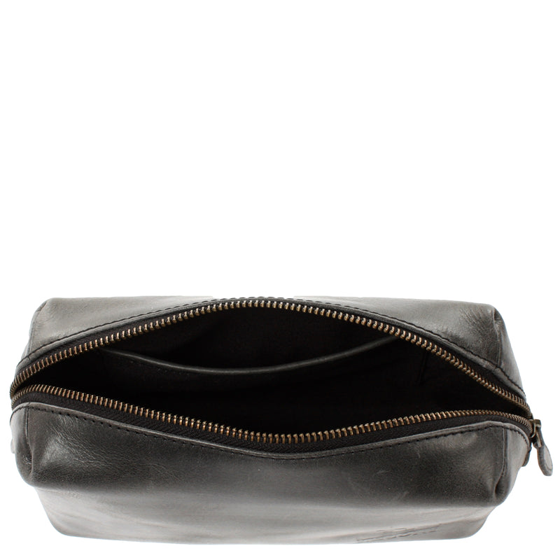 Leconi Utensilientasche Kosmetiktasche Stiftemappe Leder dunkelgrau LE9018 Rabatt
